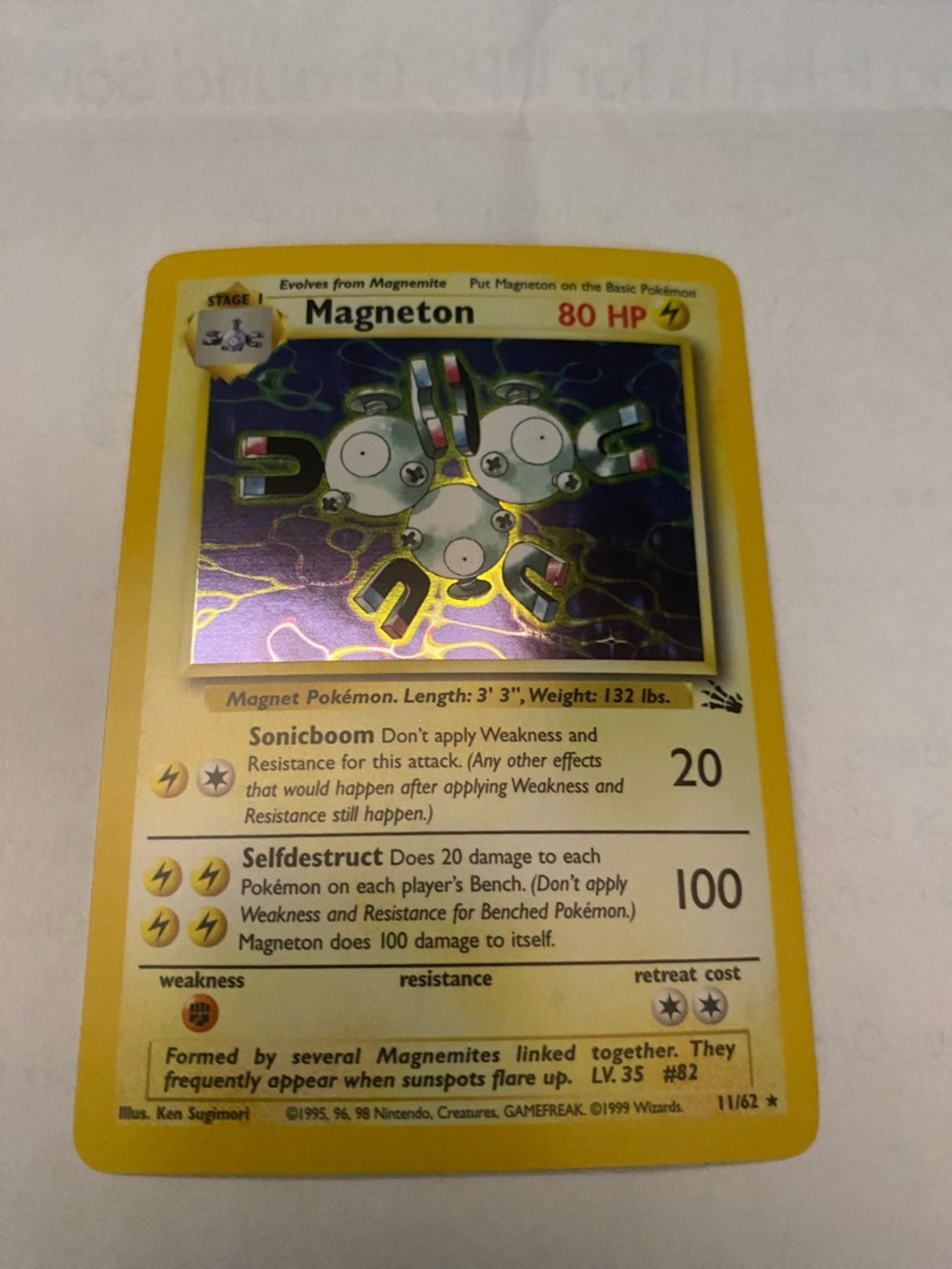 Pokemon Magneton Fossil Holo Rare 11/62 WOTC 1999
